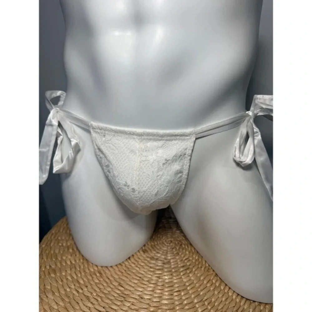 Cosabella Men's Italian Tie Thong Moon Ivory Never Say Never Lace Underwear NWT